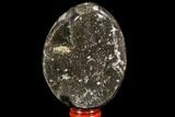 Septarian Dragon Egg Geode - Black Crystals #109967-1